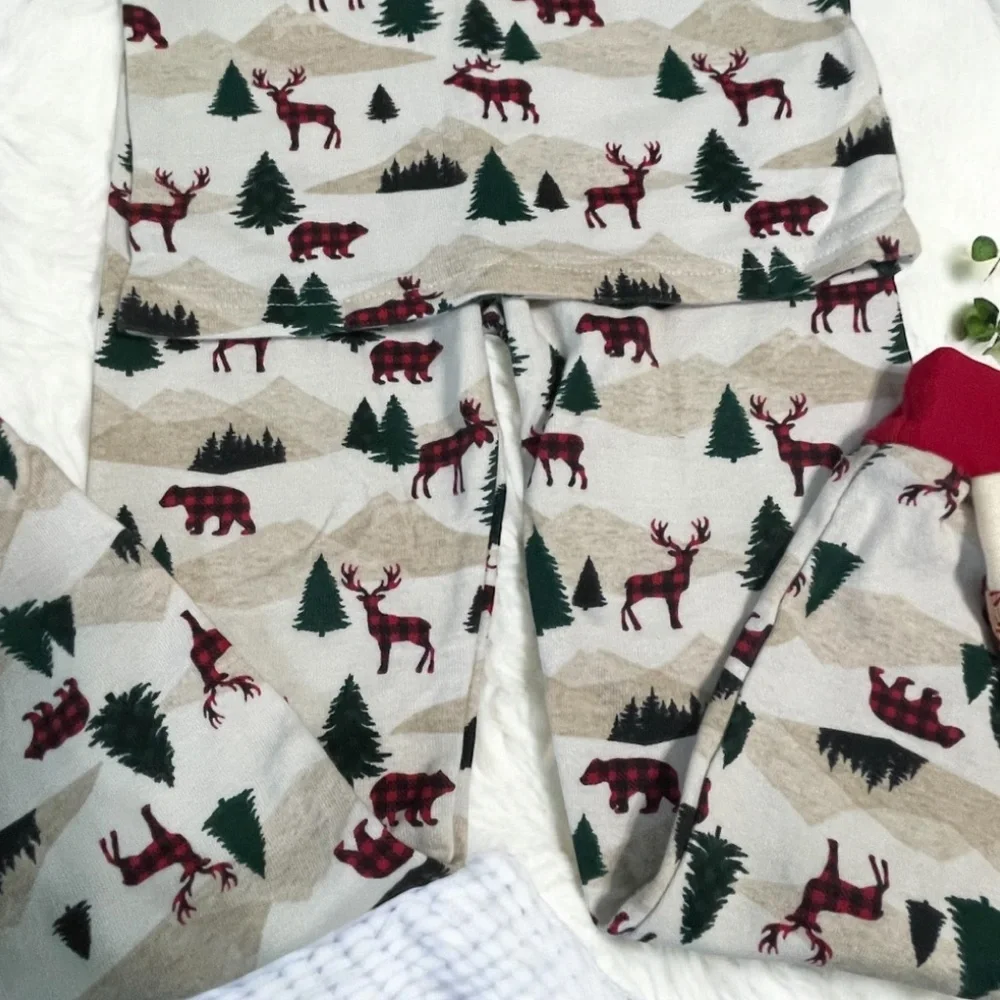 Kids Pajamas - Red/White/Green Winter Themed